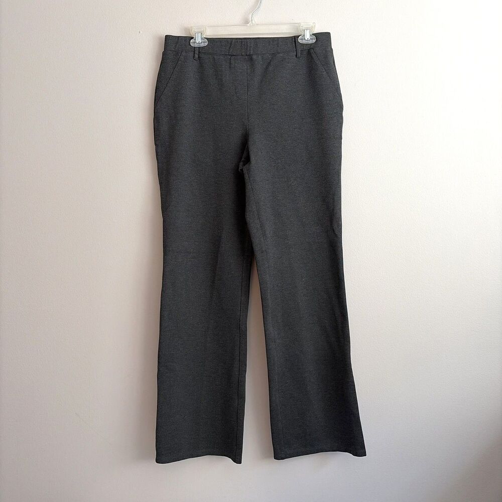 Quince Womens Size L Pants Ultra Stretch Ponte Knit Straight Leg Charcoal Gray